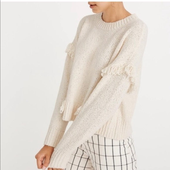 Madewell ivory Montford Fringe Pullover Sweater - Picture 3 of 8